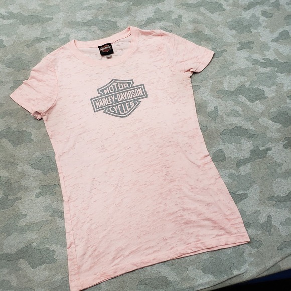 Harley Davidson Top Womens Large Pink Short Sleeve Motorcycle Riding - Picture 2 of 9